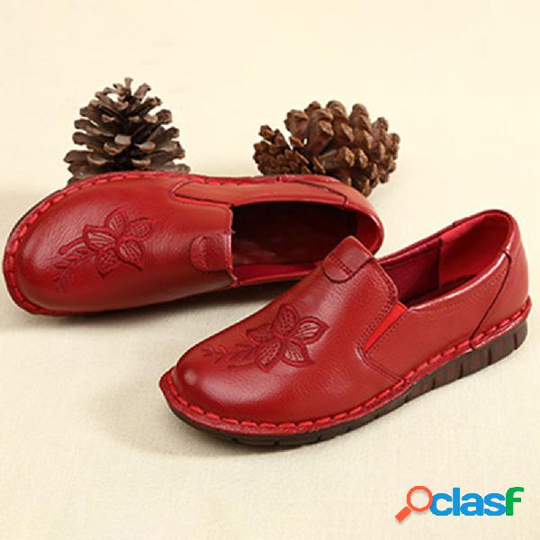 SOCOFY Folkways bordado floral couro elástico Banda