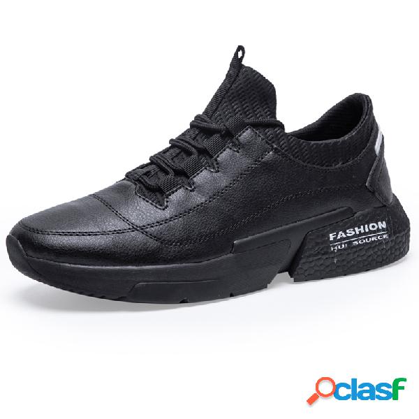 Sapatilhas running do esporte grande do couro da cor pura