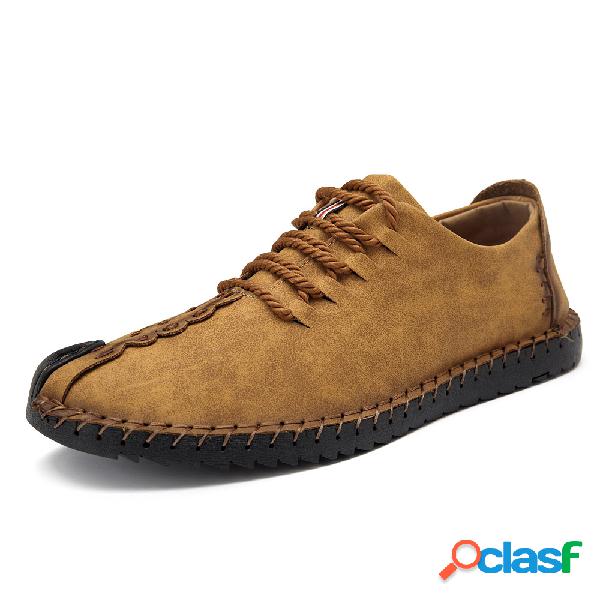 Sapatos de Estilo britânico retro gáspea macia com cordão