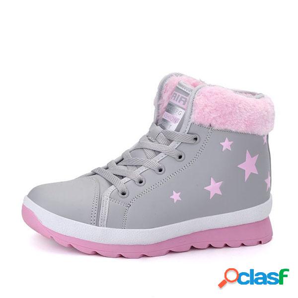 Star Printing Lace Up Sapatos Casuais de Topo