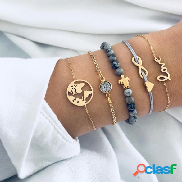 Trendy Infinite Symbol Weaving Bracelet Tortoise Pingente