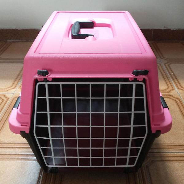 caixa transportadora de cães e gatos Ferplast rosa