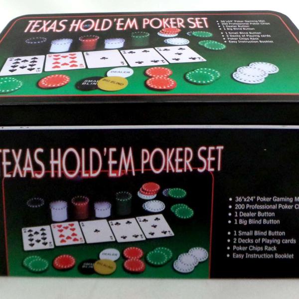jogo de poker texas hold'em poker set 200 fichas+2 baralhos