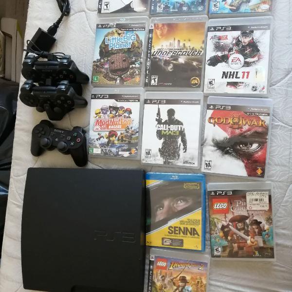 ps3 +3controles+12 jogos