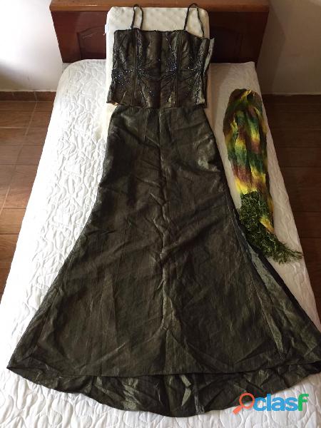 Lindo Vestido de gala Verde, tamanho M + lenço