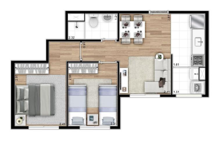 Apartamento a 250m do metrô - MCMV