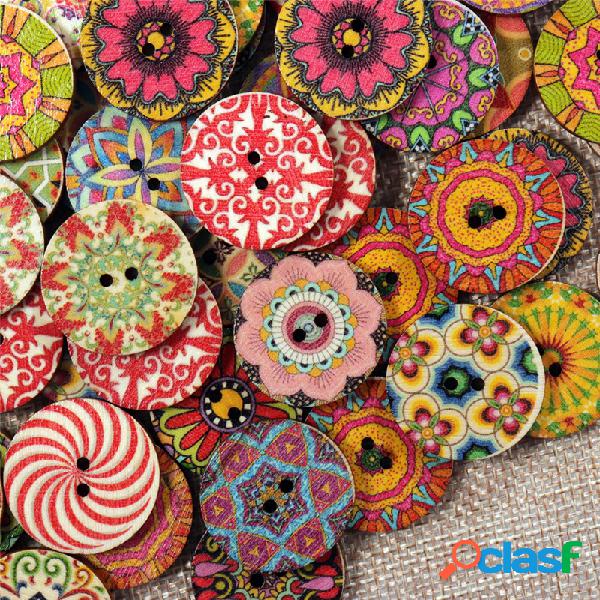 100 Pcs Botões De Flor De Madeira Rodada Botões de Costura