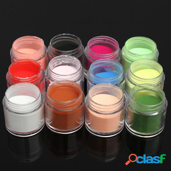 12 cores Acrílico Manicure Nail Art Powder Dust Decoration