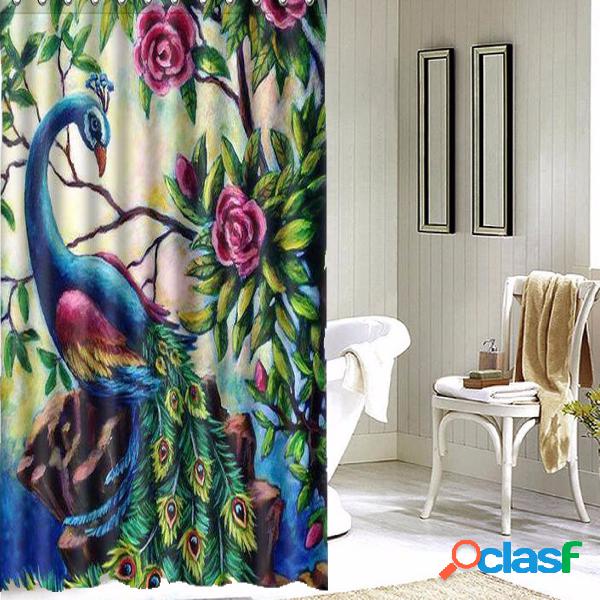150x180cm Cortina de chuveiro de banheiro pintado de flores