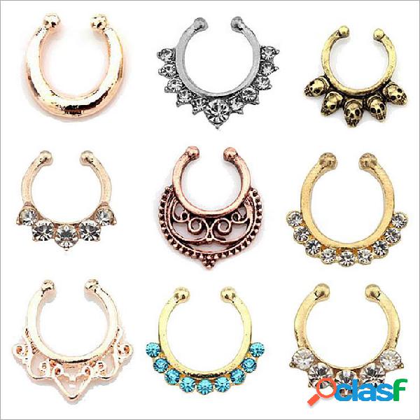 1pcs Anel de Nariz Punk de Rhinestone de Flower