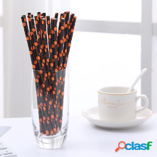 25pcs palha de halloween fundo preto círculo amarelo