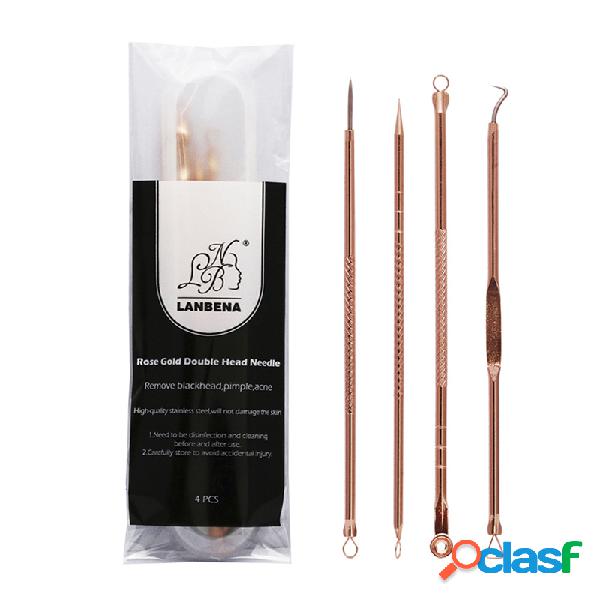 4 Peça Set Rose Gold Acne Agulha Remoção de Cravo