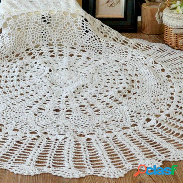 80cm mão branca mesa de crochê toalha de mesa corredor