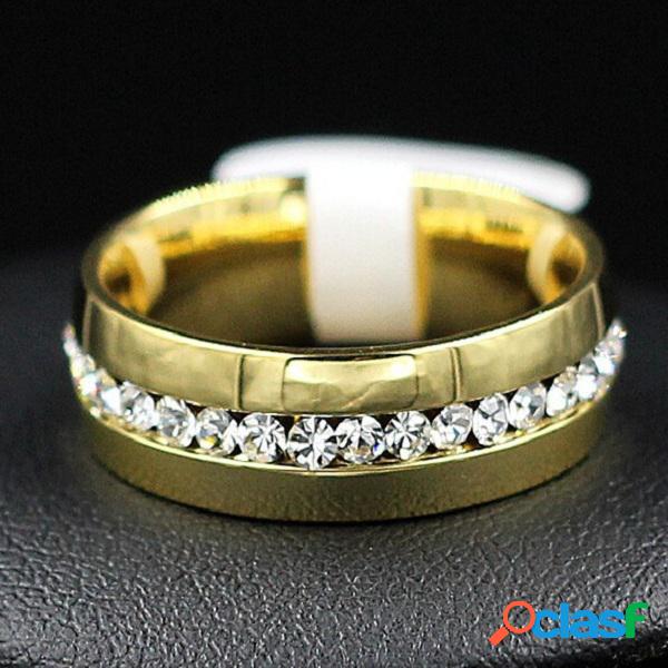Anéis de dedo de moda em aço inoxidável strass prata
