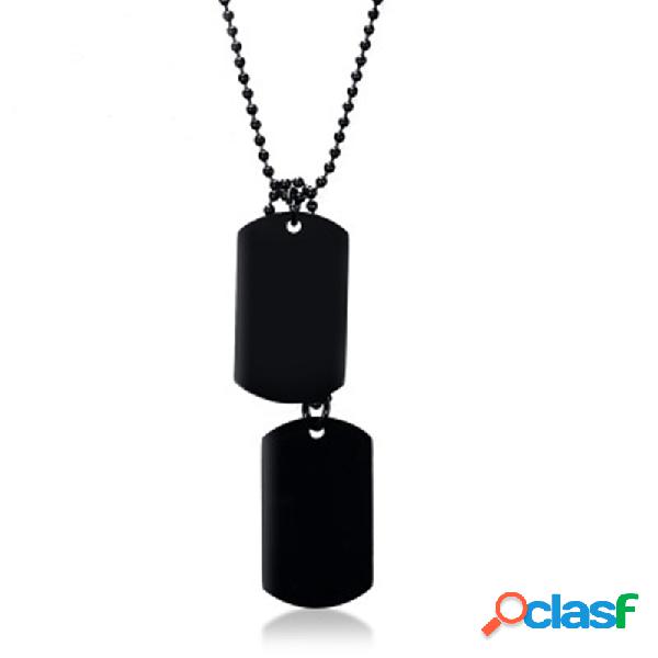 Aço inoxidável Duplo Dog Tag Pingente de Colar Simples