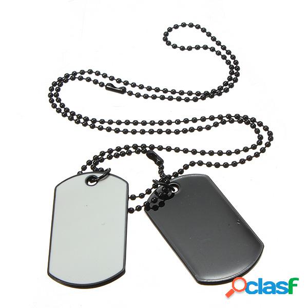 Army Style White Black 2 Dog Tag Necklace