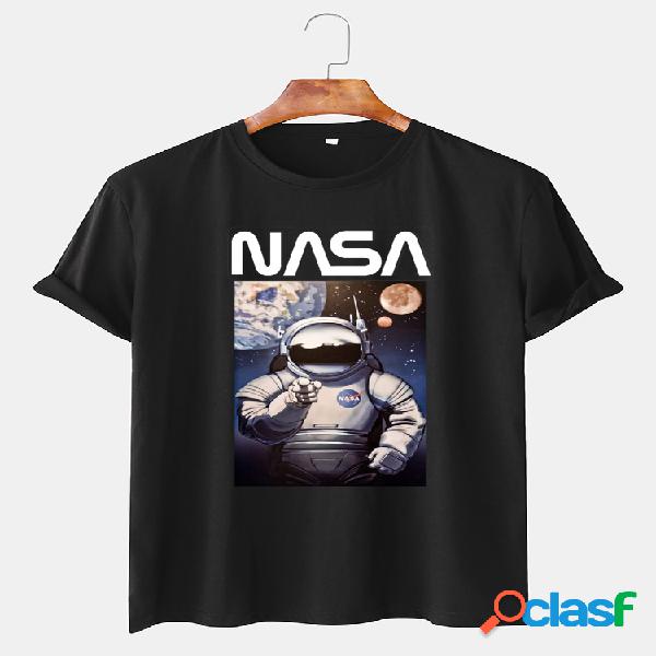 Astronauta da NASA para homem Padrão Print Casual Camisetas