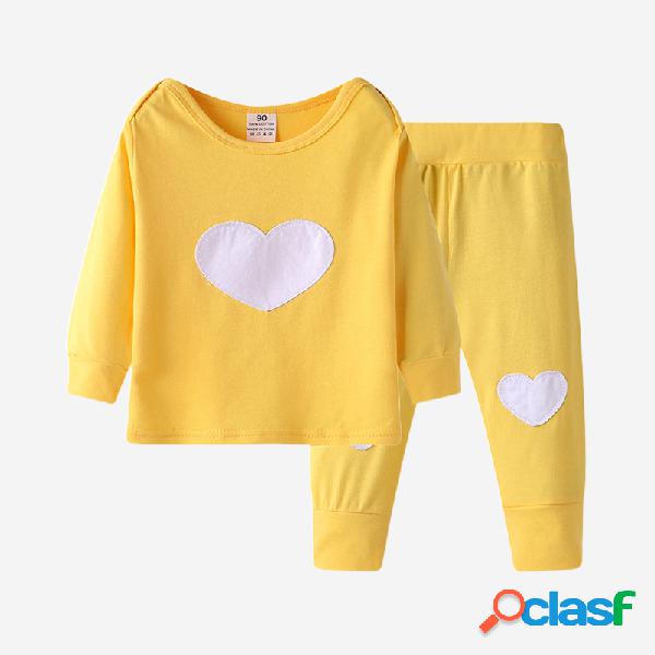 Baby Coração Love Print Conjunto de roupas de pijama