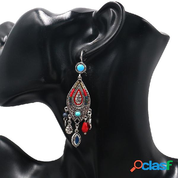 Bohemian Orelha Gota Brincos Colorful Borlas geométricas