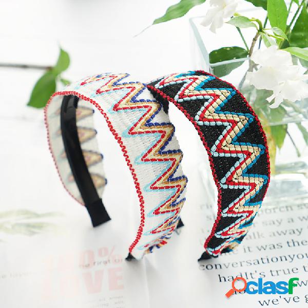 Bohemian Rainbow Hairband ondulado étnico tecido à mão