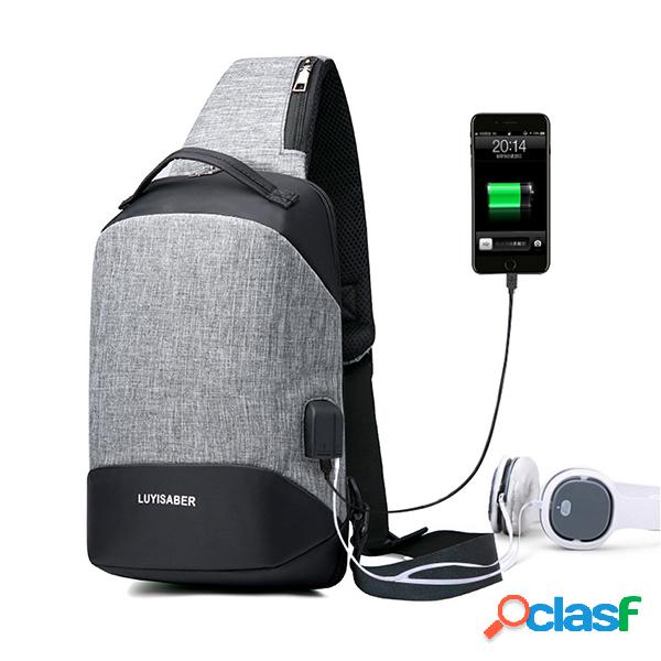 Bolsa Masculina de Peito Multi-funcional de Porta de USB