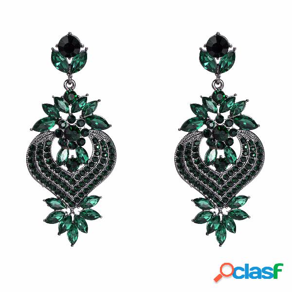 Boêmio Diamante Gem Orelha Gota Elegante Vermelho Retro