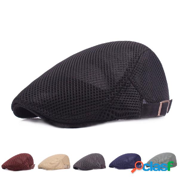 Boné de malha masculino Beret Cap simples malha respirável