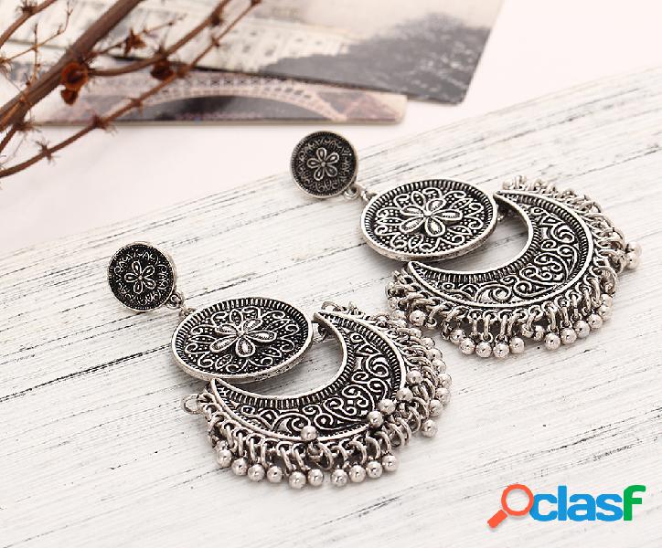Borlas De Bronze Retro Brincos Flor Totem Orelha Queda Para