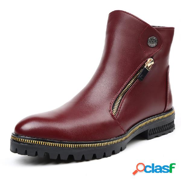 Botas de trabalho de couro wearable ao ar livre do Zip