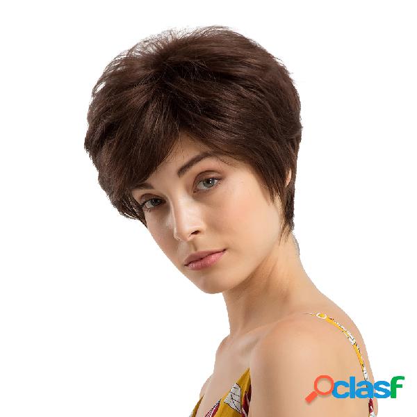 Cabelo Humano Perucas Curtas Castanho Claro Em Linha Reta