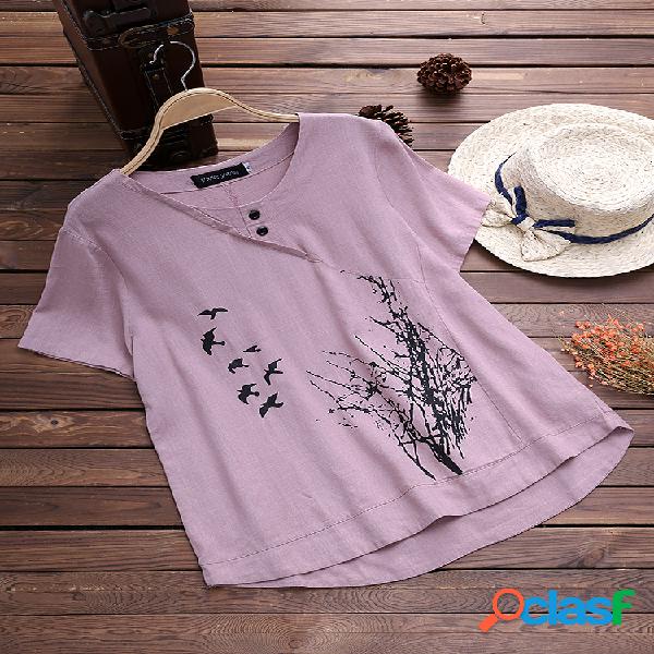 Camisa Casual Estampada Manga Curta
