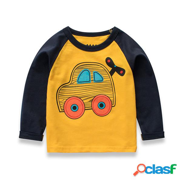 Camiseta Infantil Modelo de Carro Manga Longa