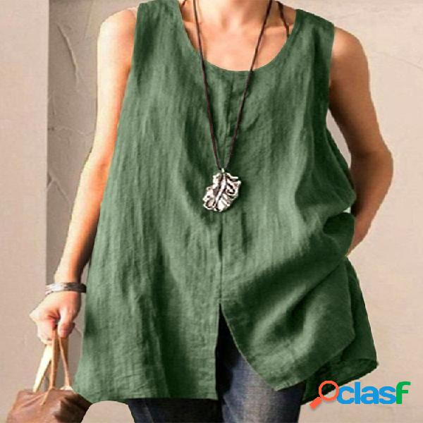 Camisola de alças ocasional sem mangas da divisão Plus do