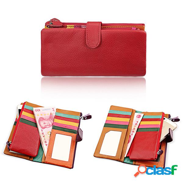 Carteira Elegante Feminina Multi Ranhuras Couro Bovino