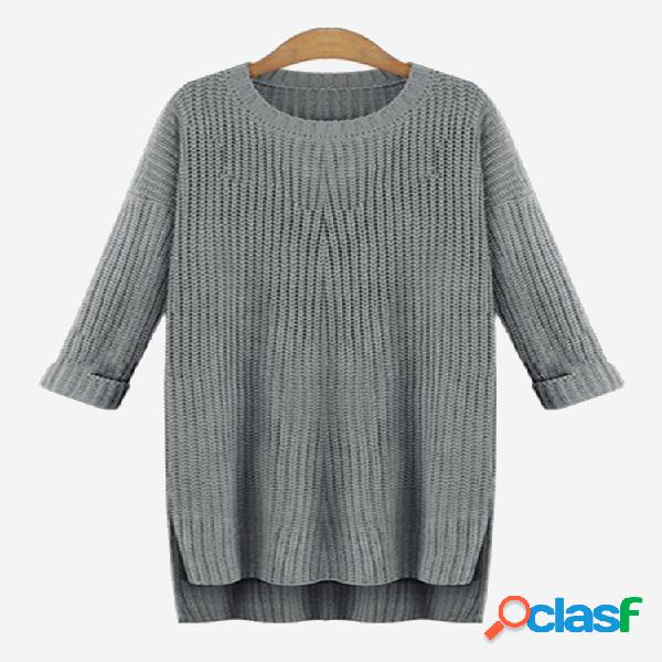 Casual Sólido Irregular de manga comprida Camisas de