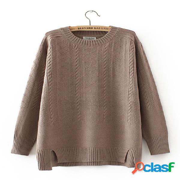 Casual Sólido de manga comprida Camisola de malha com ovo