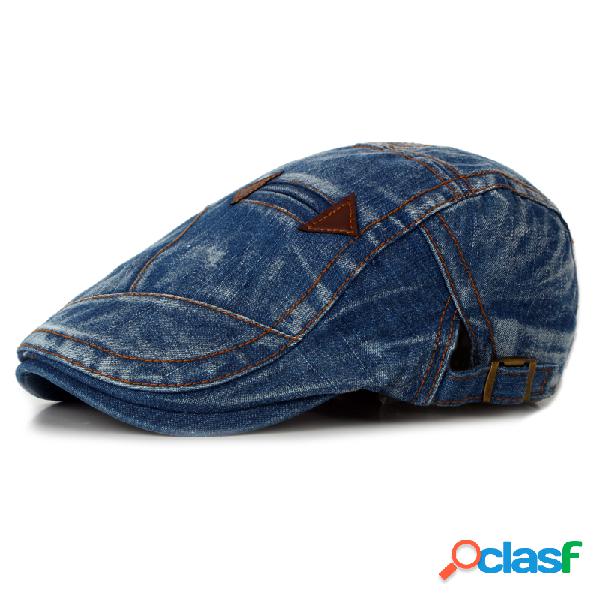 Chapéu de Moda em Verão Lavados Vintage Denim Beret