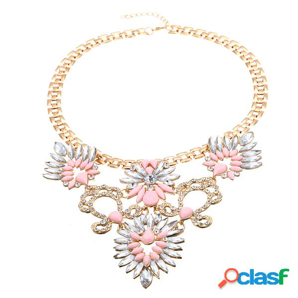 Colar de pingente de flores de cristal de acrílico