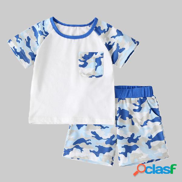 Conjunto de roupas casuais de mangas curtas de menino para