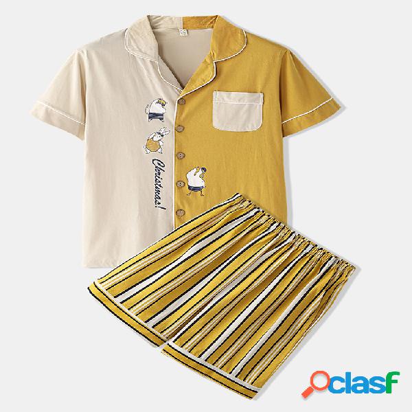 Cosy Contrast Color Design Pijamas Loungewear para casa de