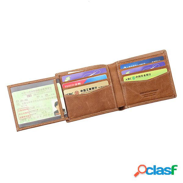 Couro Genuíno Carteira Casual 6 Card Slots Card Pack Para