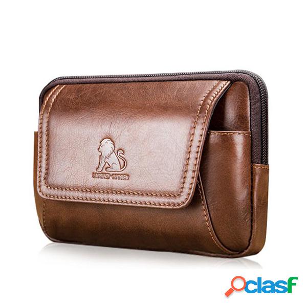 Couro Genuíno Vintage 6 Polegada Telefone Bolsa Cintura
