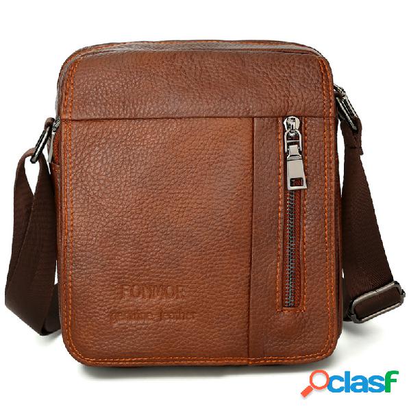 Couro Genuíno Vintage Business Shoulder Bolsa Crossbody