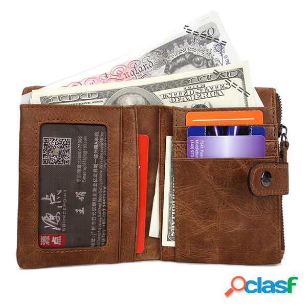 Couro Genuíno Wallet Vintage Leisure Coin Bolsa Titular de