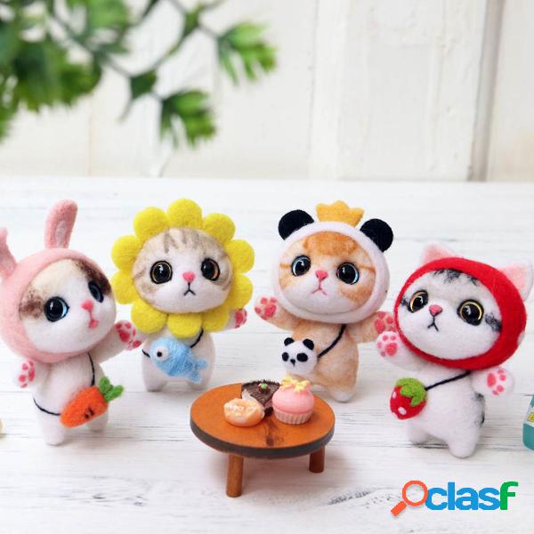 DIY Animal Bonito Gato Boneca Artesanato De Lã Feltro Não