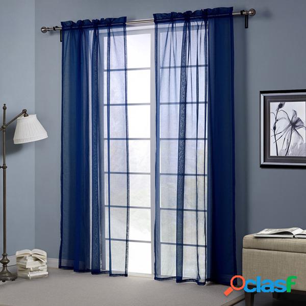 Dark Blue Europe Style Punching Sheer Cortina Varanda Quarto