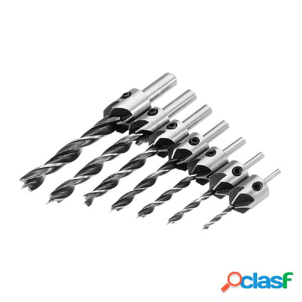 Drillpro 7 pcs HSS 5 Flauta Escareador Broca Set Reamer