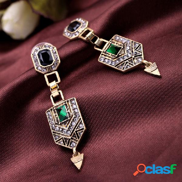 Esmeralda diamante Orelha gota strass Brincos estilo longo