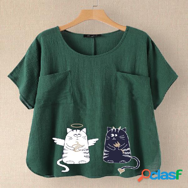 Gatos bonitos dos desenhos animados imprimir blusa de