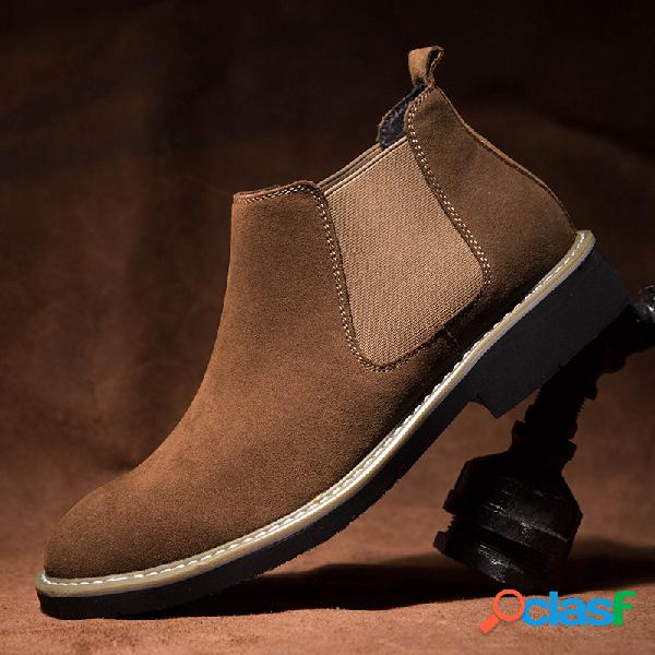 Homens Classic Camurça Comfort Soft Deslizamento elástico